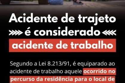 Acidente de trajeto é considerado acidente de trabalho !