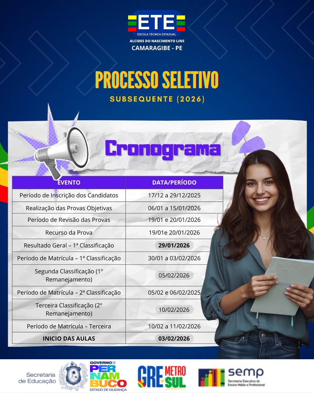 Processo Seletivo Aberto ETE de Camaragibe !