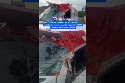 Homem se solta da maca, espanca equipe do SAMU e destrói ambulância em Santa Catarina!