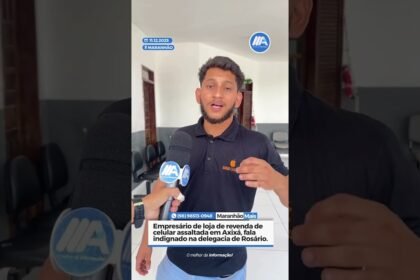 Empresário de loja de revenda de celular assaltada em Axixá, fala indignado na delegacia de Rosário.