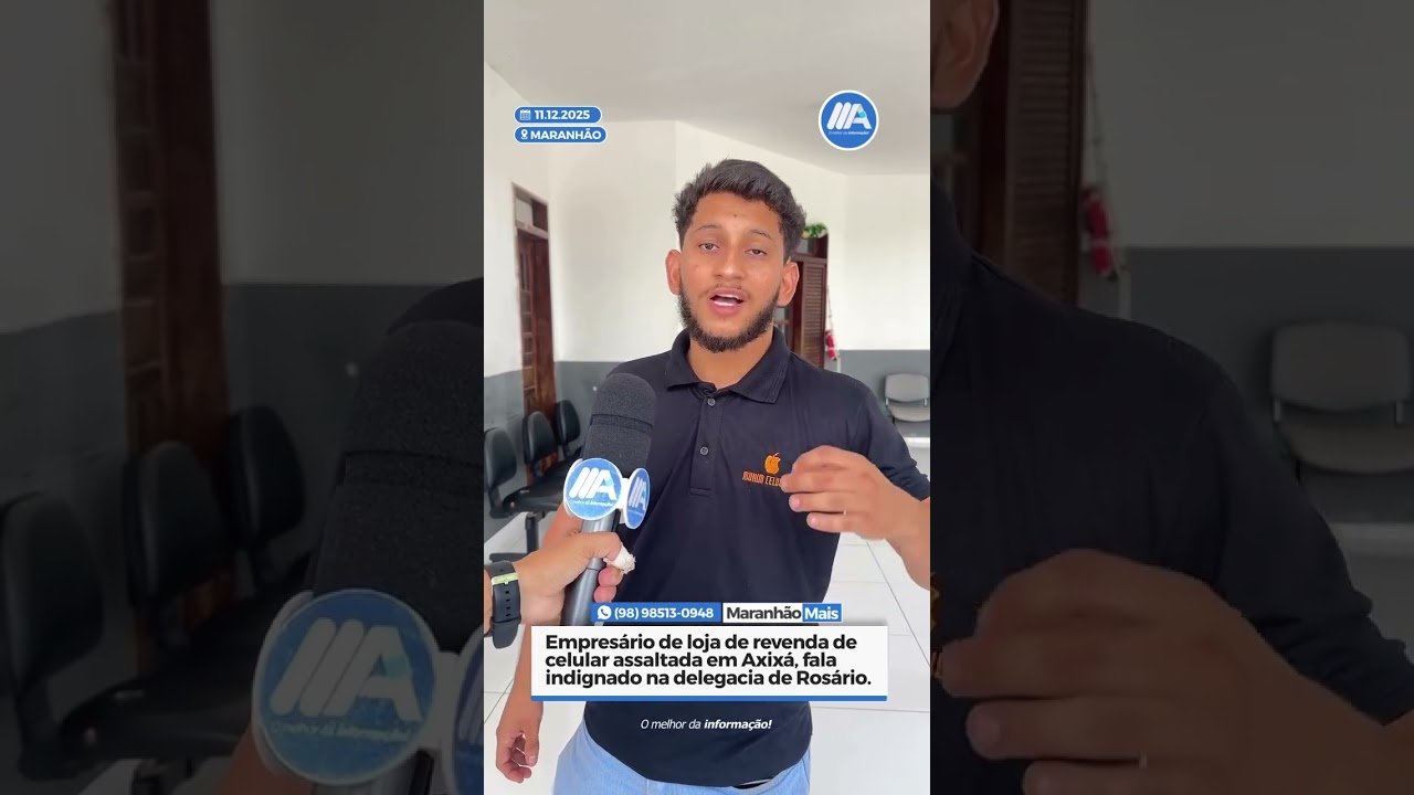 Empresário de loja de revenda de celular assaltada em Axixá, fala indignado na delegacia de Rosário.