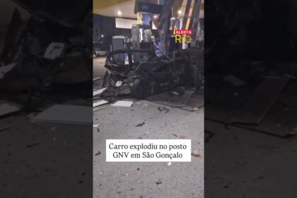 Carro explode durante abastecimento com GNV no Rio de Janeiro