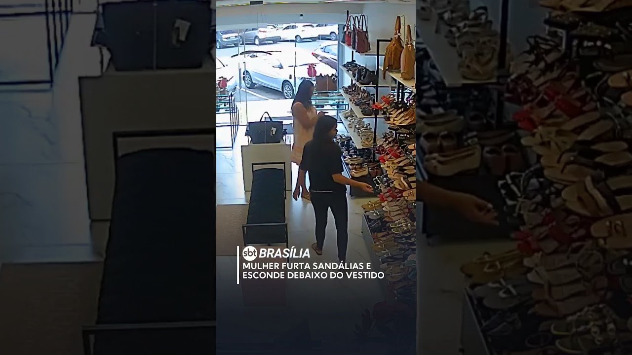 Mulher é flagrada furtando sandália no meio das pernas em Shopping de Brasília!