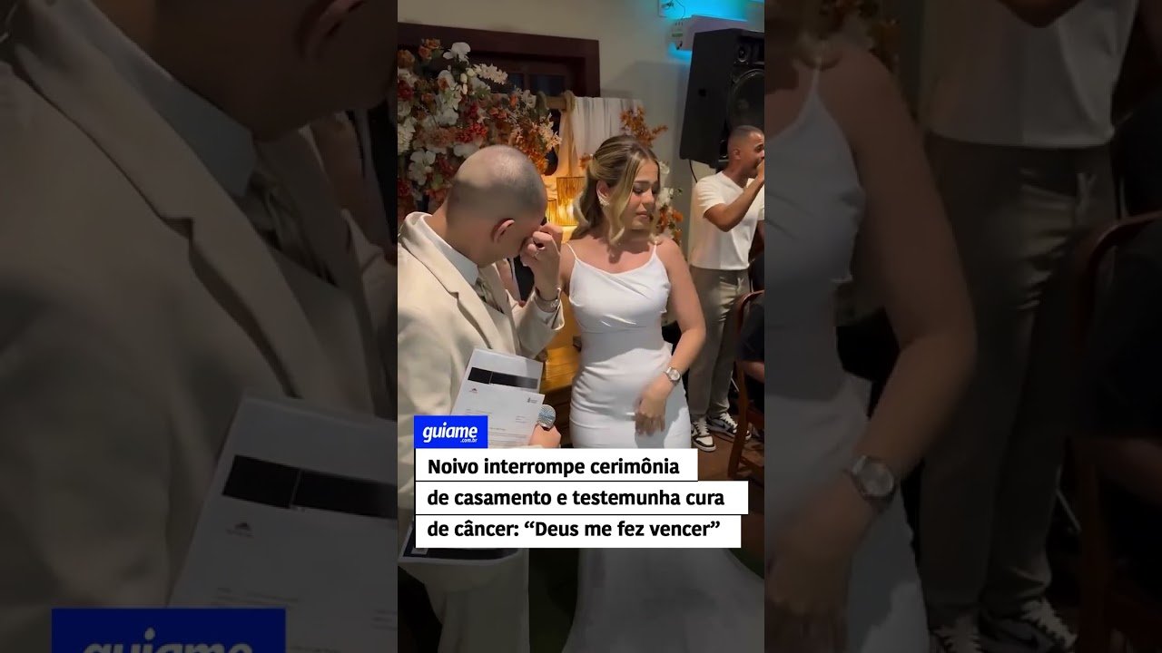 Noivo interrompe cerimôniade casamento e testemunha cura de câncer: “Deus me fez vencer”