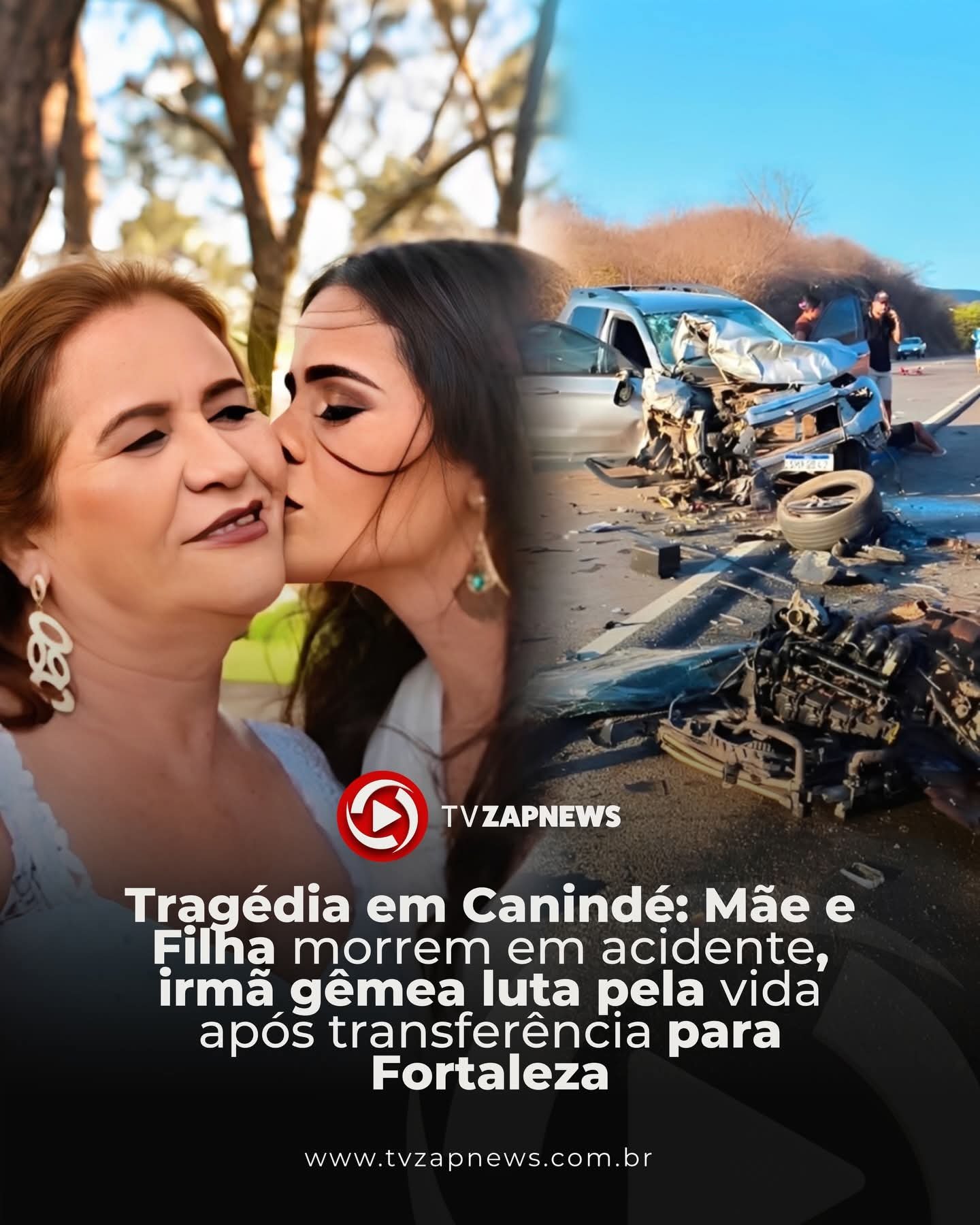 Tragédia em Canindé: Mãe e Filha morrem em acidente, irmã gêmea luta pela vida após transferência para Fortaleza