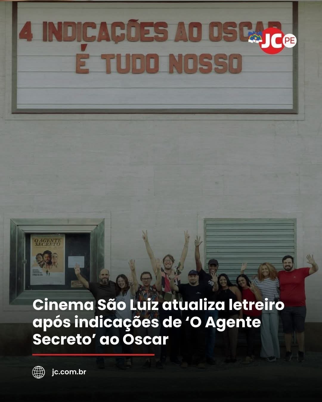 Cinema São Luiz atualiza letreiro após indicações de ‘O Agente Secreto’ ao Oscar!