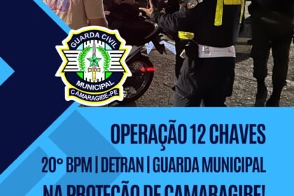 A Operação 12 Chaves mobilizou o 20° BPM, oDETRAN-PE e a Guarda Municipal em uma ação integrada de proteção, prevenção e fiscalização nas ruas de Camaragibe.