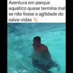 Aventura em parque aquático quase termina mal se não fosse a agilidade do salva-vidas !