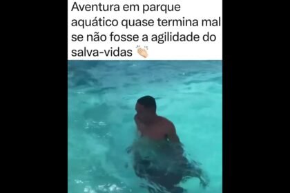 Aventura em parque aquático quase termina mal se não fosse a agilidade do salva-vidas !