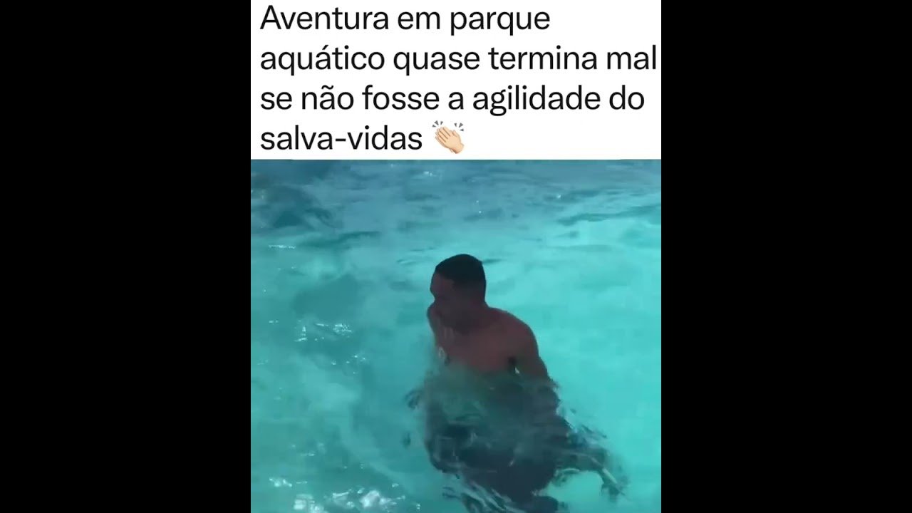Aventura em parque aquático quase termina mal se não fosse a agilidade do salva-vidas !