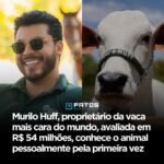 Murilo Huff, proprietário da vaca mais cara do mundo, avaliada em R$ 54 milhões, conhece o animal pessoalmente pela primeira vez