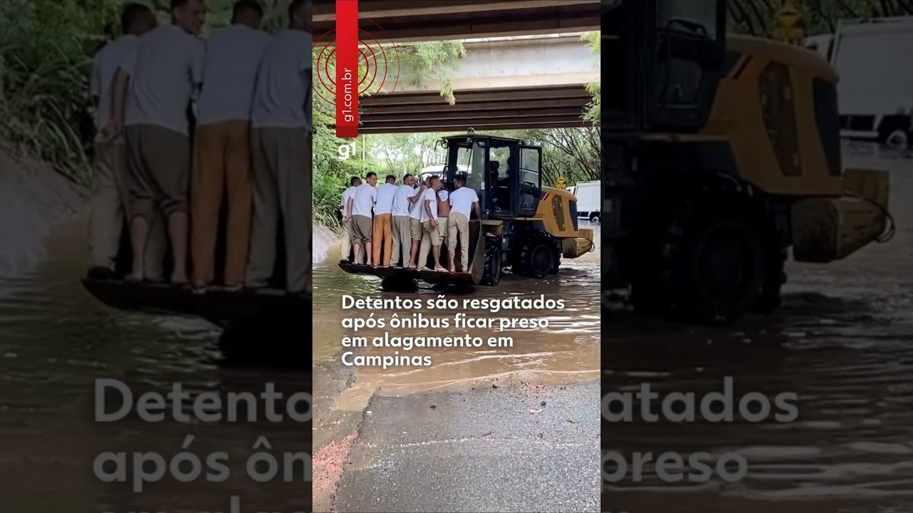 Detentos são resgatados após ônibus ficar preso Não gostei em alagamento em Campinas