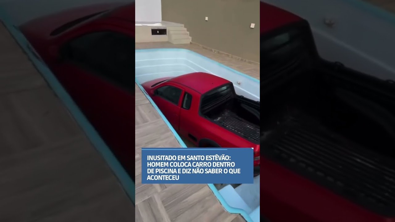 Homem não sabe como caiu com seu carro dentro da piscina de sua casa !