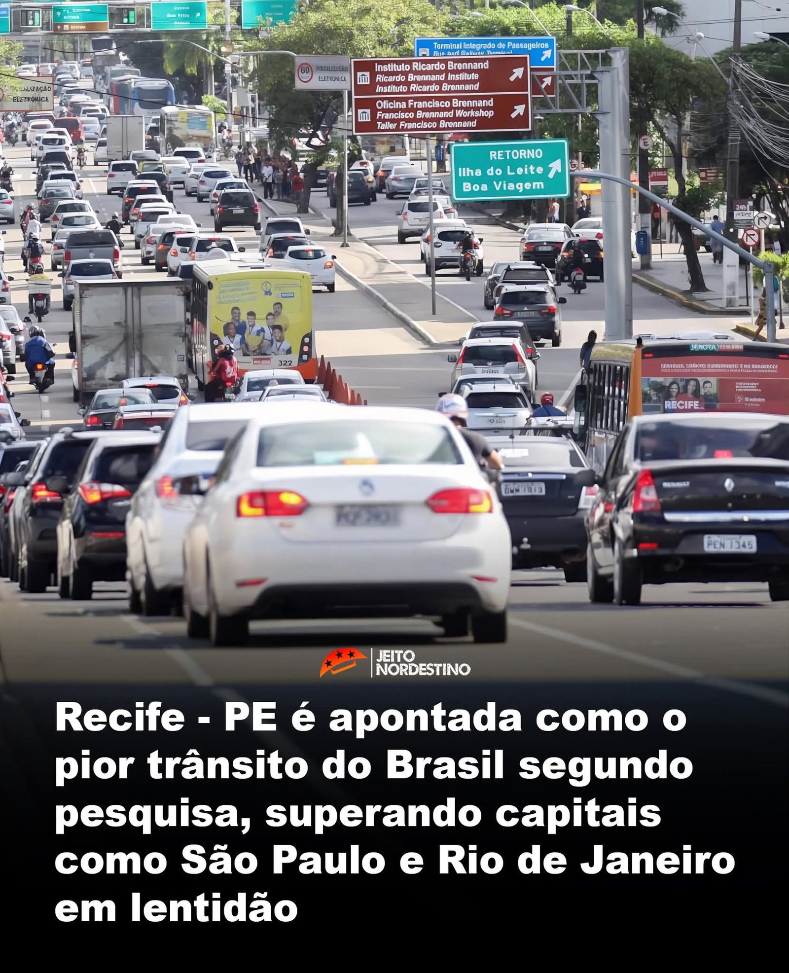 Recife – PE é apontada como o pior trânsito do Brasil segundo pesquisa, superando capitais como São Paulo e Rio de Janeiro em lentidão