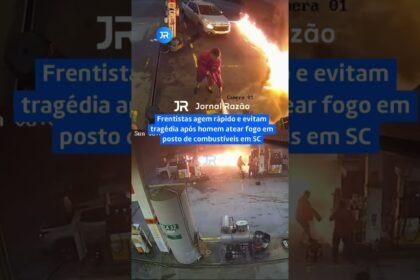 Frentistas agem rápido e evitam tragédia após homem atear fogo em posto de combustíveis em SC