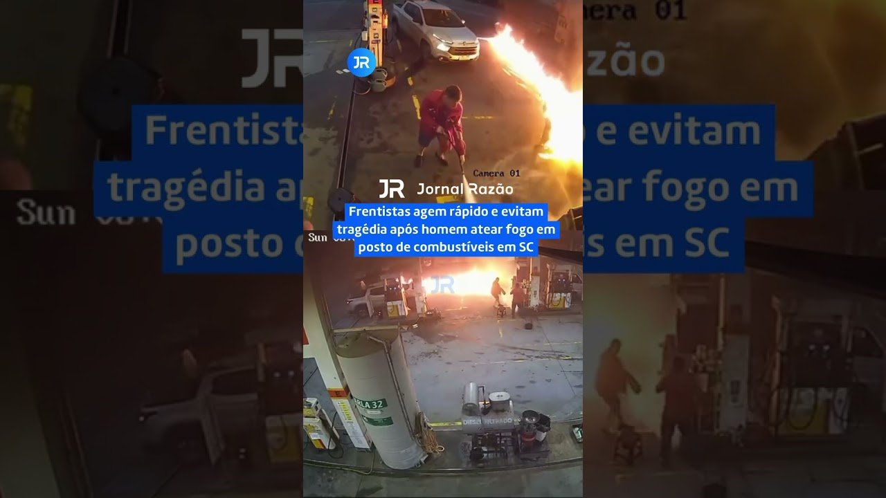 Frentistas agem rápido e evitam tragédia após homem atear fogo em posto de combustíveis em SC