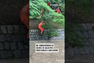 HOMEM BÊBADO CAI EM RIO E SE SALVA POR POUCO GRAÇAS A UMA ÁRVORE EM MINAS GERAIS