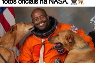 Leland Melvin, o astronauta que decidiu levar seus doguinhos adotados para as fotos oficiais na NASA.