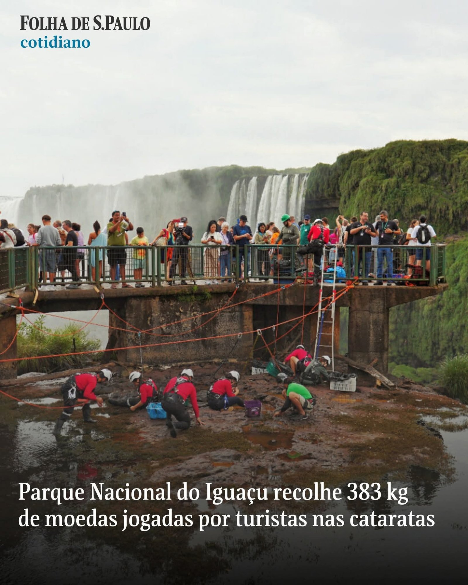 Parque Nacional do Iguaçu recolhe 383 kg de moedas jogadas por turistas nas cataratas