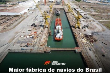 Maior fábrica de navios do Brasil fica no litoral Pernambucano, o Estaleiro Atlântico Sul produz grandes navios petroleiros e plataformas