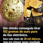 Um chinês conseguiu tirar 192 gramas de ouro puro de lixo eletrônico.Isso vale mais de 28 mil dólares, mas pra chegar nesse resultado ele teve que usar cerca de 2 toneladas de resíduos