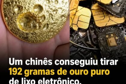 Um chinês conseguiu tirar 192 gramas de ouro puro de lixo eletrônico.Isso vale mais de 28 mil dólares, mas pra chegar nesse resultado ele teve que usar cerca de 2 toneladas de resíduos