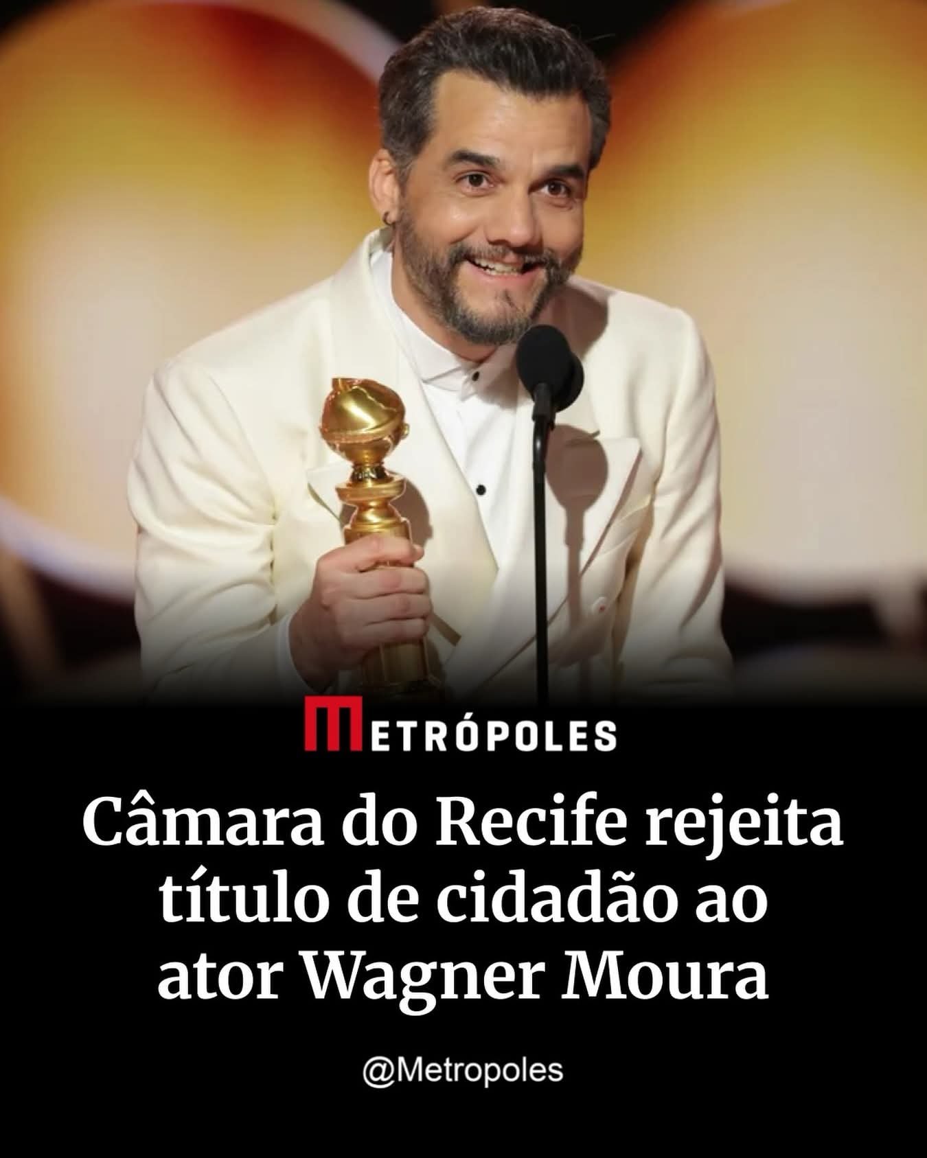 Câmara do Recife rejeita título de cidadão ao ator Wagner Moura