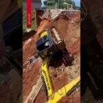 Homem escapa por pouco de desabamento de muro; casa e escavadeira foram atingidas