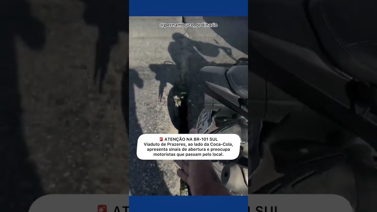 Viaduto de Prazeres, ao lado da Coca-Cola, apresenta sinais de abertura e preocupa motoristas que passam pelo local.