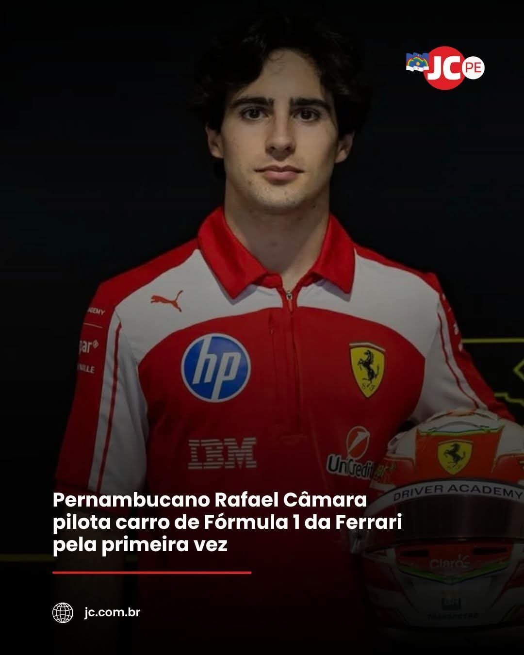 Pernambucano Rafael Câmara pilota carro de Fórmula 1 da Ferrari pela primeira vez