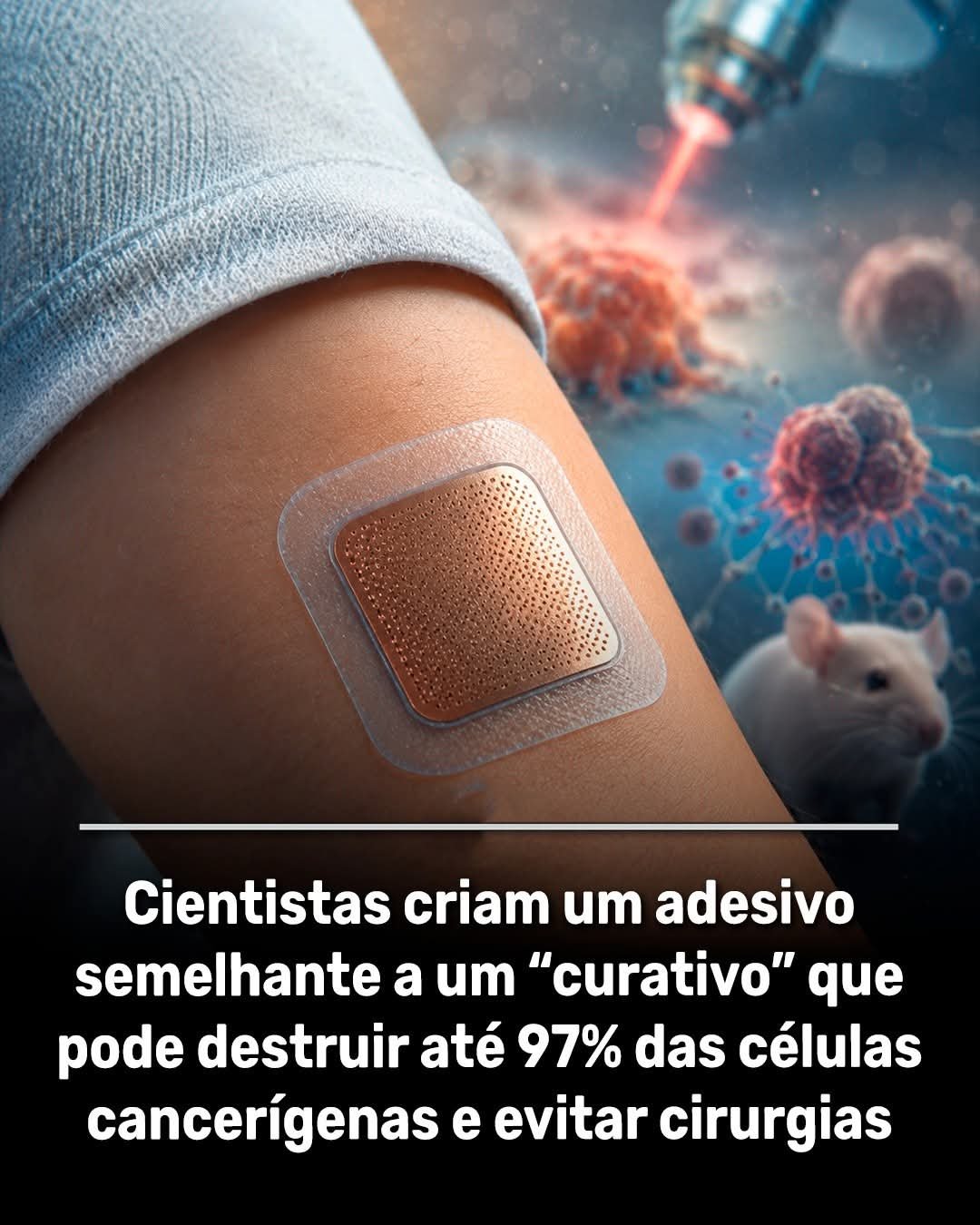 Cientistas criam um adesivo semelhante a um “curativo” que pode destruir até 97% das células cancerígenas e evitar cirurgias
