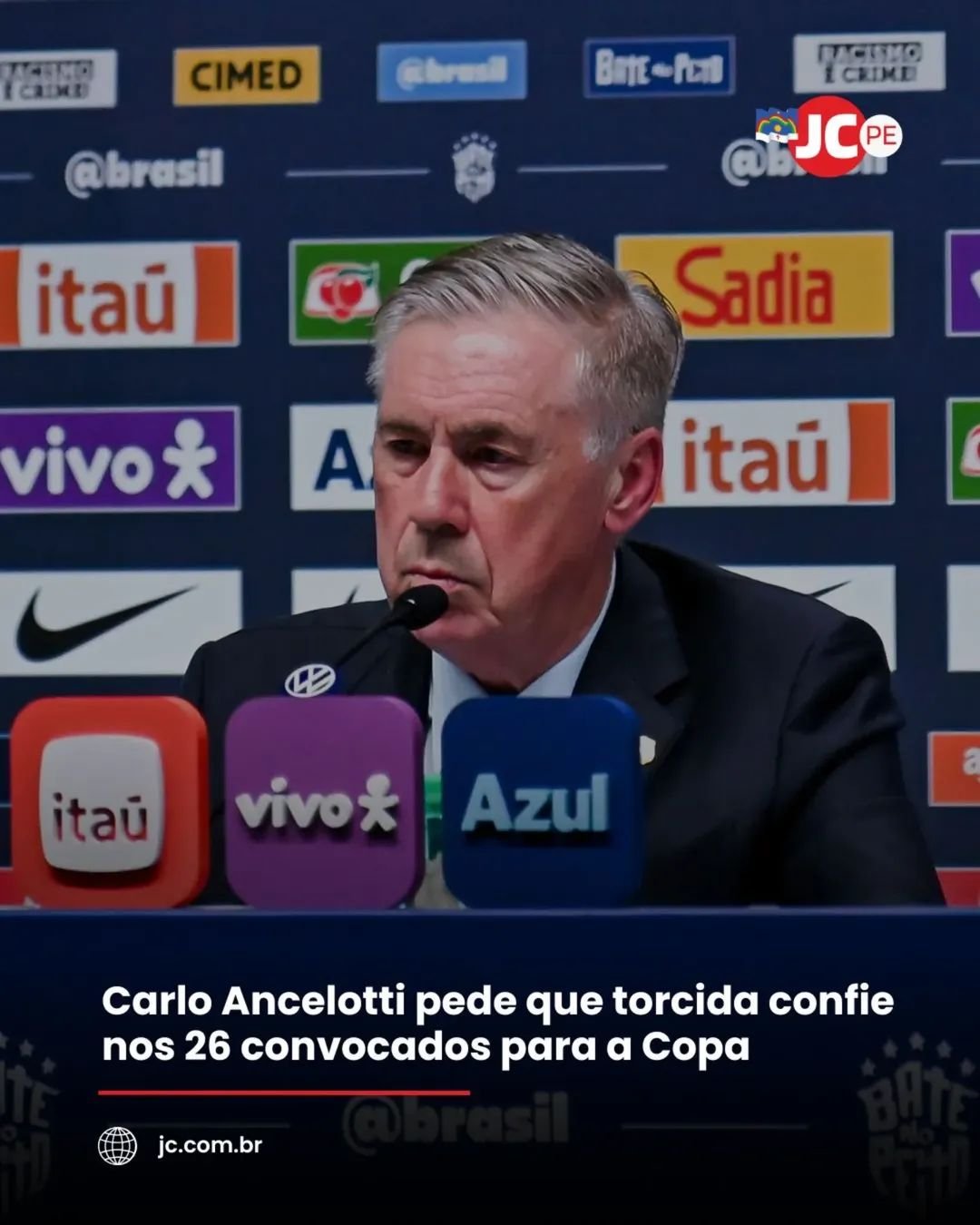 Carlo Ancelotti pede que torcida confie nos 26 convocados para a Copa