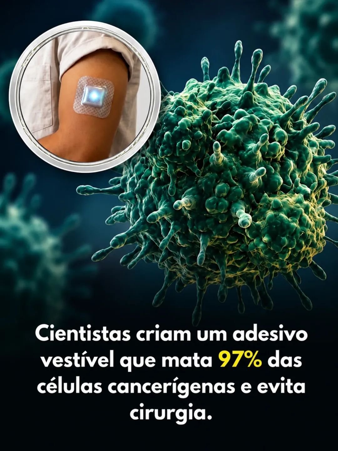Cientistas criam um adesivo vestível que mata 97% das células cancerígenas e evita cirurgia Cientistas criam um adesivo vestível que mata 97% das células cancerígenas e evita cirurgia