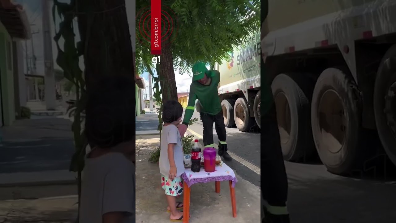 Dia do Gari: menino de 3 anos que admira profissão prepara café para trabalhadores no PI