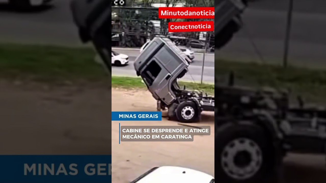 CABINE SE DESPRENDE E ATINGE MECÂNICO EM CARATINGA ! Por um verdadeiro milagre de Deus ele não teve nada grave.