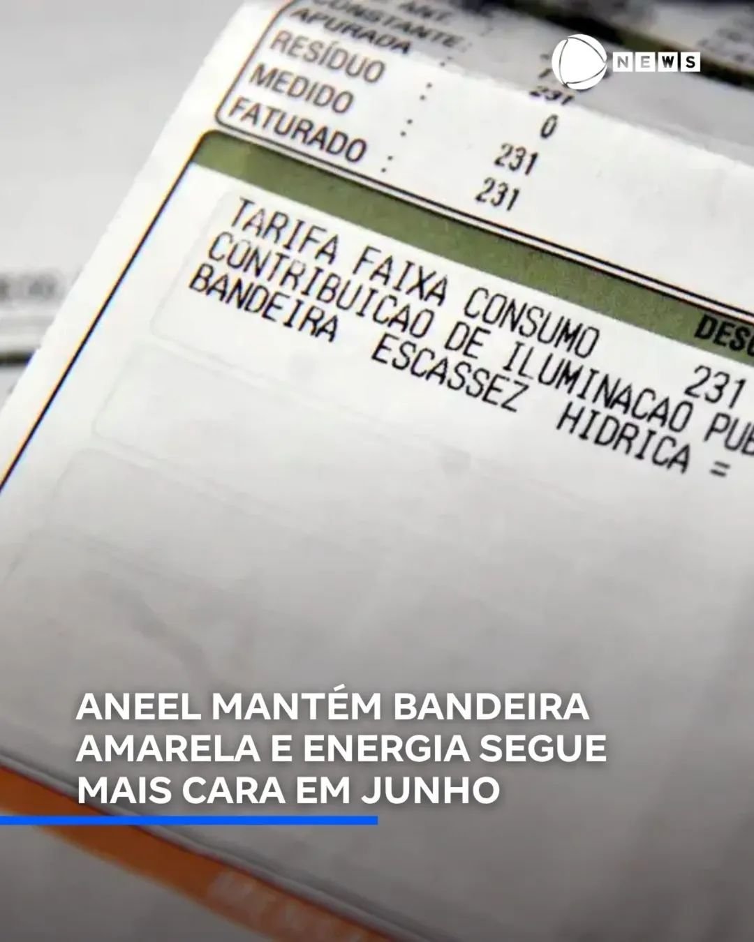 ANEEL MANTÉM BANDEIRA AMARELA E ENERGIA SEGUE MAIS CARA EM JUNHO