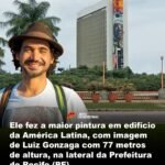 Ele fez a maior pintura em edifício da América Latina, com imagem de Luiz Gonzaga com 77 metros de altura, na lateral da Prefeitura do Recife (PE) Ele fez a maior pintura em edifício da América Latina, com imagem de Luiz Gonzaga com 77 metros de altura, na lateral da Prefeitura do Recife (PE)