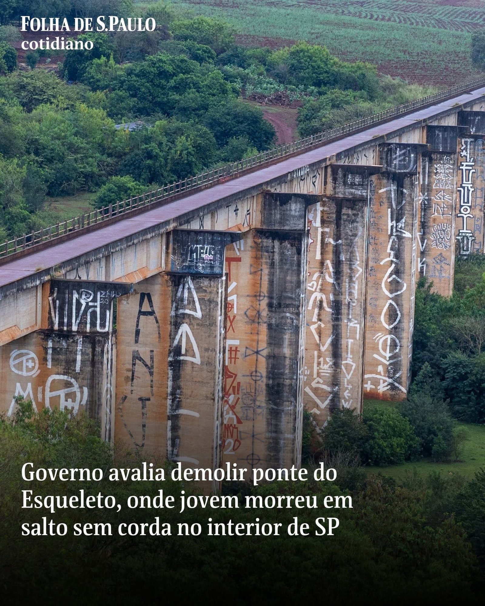 Governo avalia demolir ponte do Esqueleto, onde jovem morreu em salto sem corda no interior de SP Governo avalia demolir ponte do Esqueleto, onde jovem morreu em salto sem corda no interior de SP