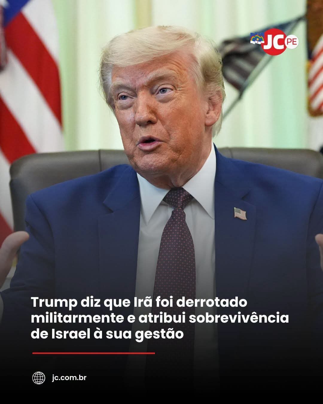Trump diz que Irã foi derrotado militarmente e atribui sobrevivência de Israel à sua gestão