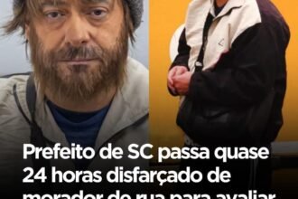 Prefeito de SC passa quase 24 horas disfarçado de morador de rua para avaliar os serviços prestados pela própria prefeitura Prefeito de SC passa quase 24 horas disfarçado de morador de rua para avaliar os serviços prestados pela própria prefeitura