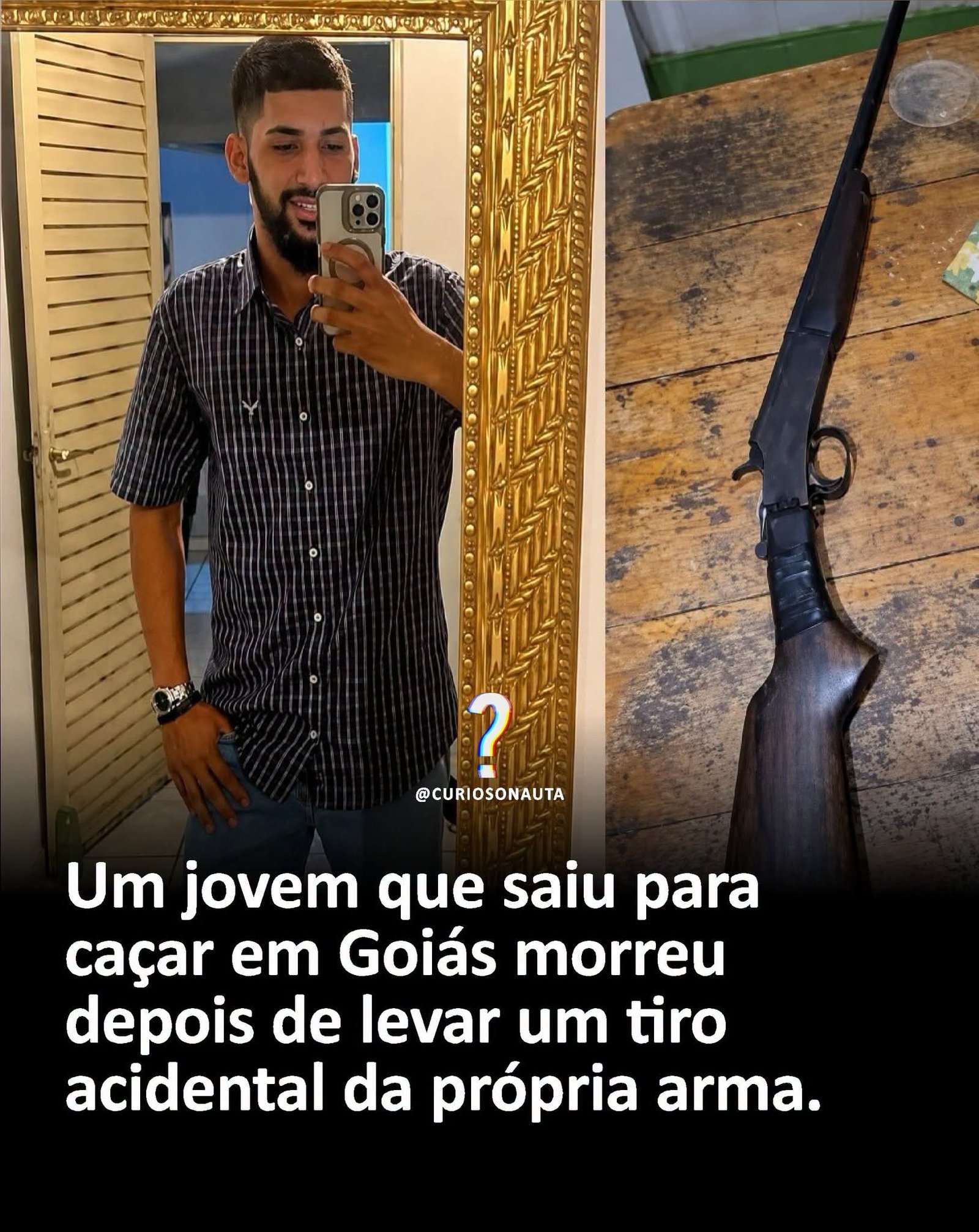 Um jovem que saiu para caçar em Goiás morreu depois de levar um tiro acidental da própria arma.
