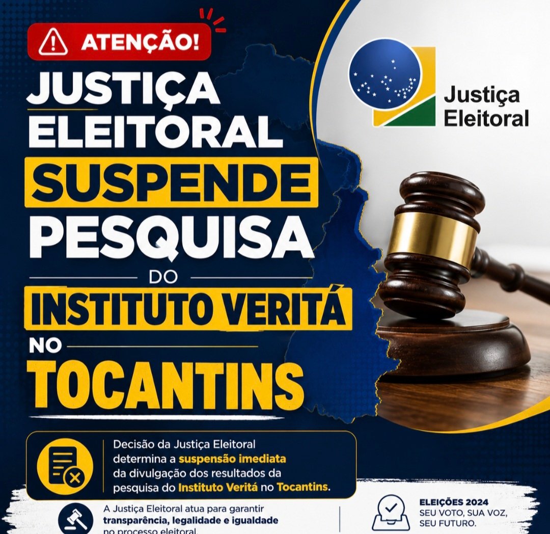 JUSTIÇA ELEITORAL SUSPENDE PESQUISA DO INSTITUTO VERITÁ APÓS APONTAMENTOS DE GRAVES INCONSISTÊNCIAS JUSTIÇA ELEITORAL SUSPENDE PESQUISA DO INSTITUTO VERITÁ APÓS APONTAMENTOS DE GRAVES INCONSISTÊNCIAS