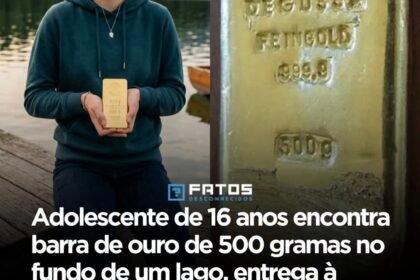 Adolescente de 16 anos encontra barra de ouro de 500 gramas no fundo de um lago, entrega à polícia e recebe o objeto de volta meses depois de forma totalmente legal