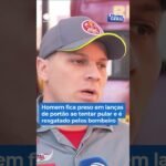 Homem tenta pular portão e fica com a perna presa nas lanças. Ele ficou pendurado. A cena é desesperadora, mas o homem que estava preso parecia calmo. O Corpo de Bombeiros e a Polícia Militar foram acionados para fazer o resgate.
