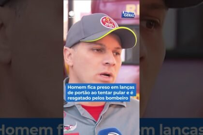 Homem tenta pular portão e fica com a perna presa nas lanças. Ele ficou pendurado. A cena é desesperadora, mas o homem que estava preso parecia calmo. O Corpo de Bombeiros e a Polícia Militar foram acionados para fazer o resgate.
