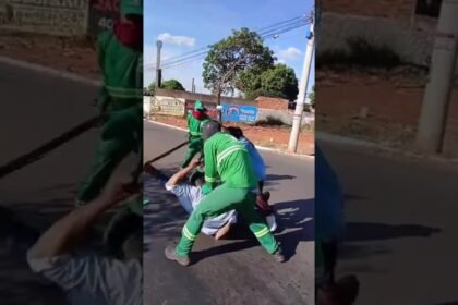 Irritado com caminhão de lixo na frente de condomínio, homem agride coletores em Goiânia
