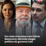 Em meio a tensões com Flávio Bolsonaro, Michelle elogia política do governo Lula