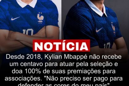 Desde 2018, Kylian Mbappé não recebe um centavo para atuar pela seleção e doa 100% de suas premiações para associações. “Não preciso ser pago para defender as cores do meu país Desde 2018, Kylian Mbappé não recebe um centavo para atuar pela seleção e doa 100% de suas premiações para associações. “Não preciso ser pago para defender as cores do meu país
