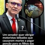 Um senador quer obrigar motoristas bêbados que causarem mortes a pagar pensão para os filhos das vítimas. Um senador quer obrigar motoristas bêbados que causarem mortes a pagar pensão para os filhos das vítimas.