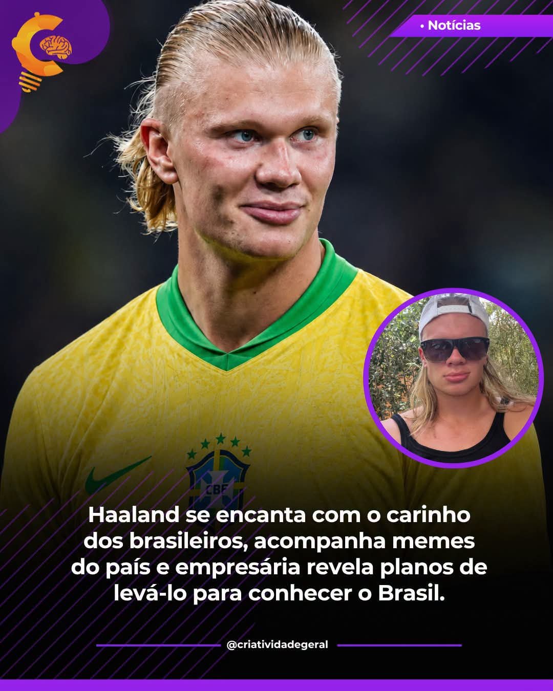 Haaland se encanta com o carinho dos brasileiros, acompanha memes do país e empresária revela planos de levá-lo para conhecer o Brasil. Haaland se encanta com o carinho dos brasileiros, acompanha memes do país e empresária revela planos de levá-lo para conhecer o Brasil.